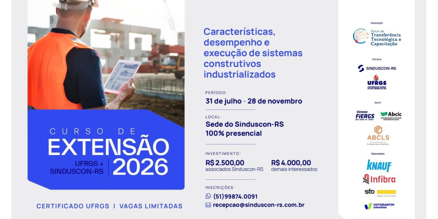 Curso de Extensão UFRGS + SINDUSCON RS 2026
